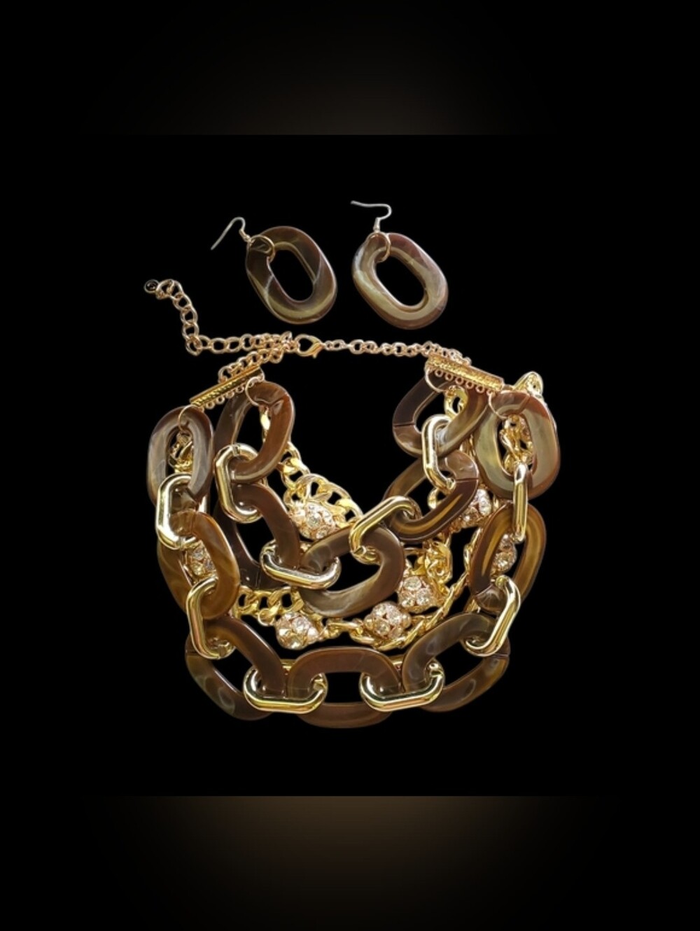 Bib Necklace Set - Acrylic Chain Link Design